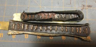 Chinscale repair for Pickelhaube original top repro bottom.jpg Chinscale repair for Pickelhaube original top repro bottom.jpg