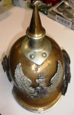German Prussian M1867 metal Cuirassier cavalry helmet, Top.jpg